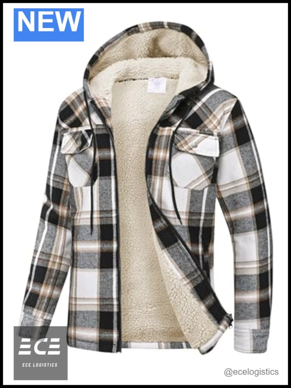 Fleece Lined Plaid Zip Up Hoodie Flannel Jacket with Pockets